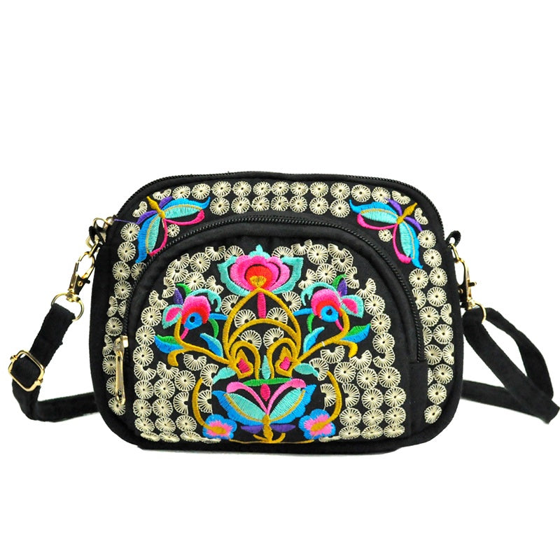 Floral Embroidered Crossbody Bag for Women
