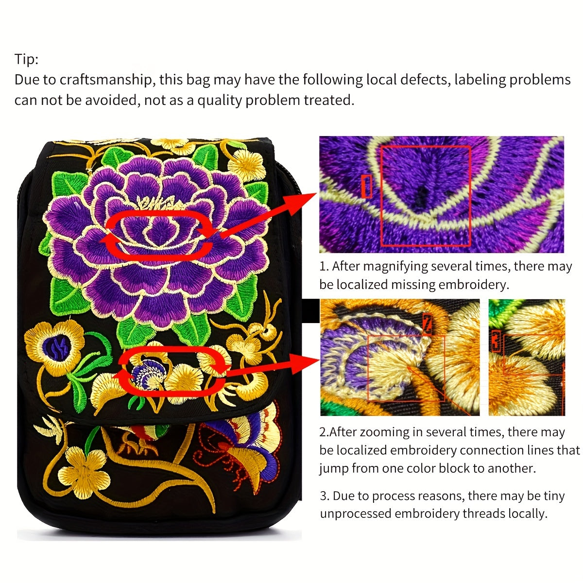 Floral Embroidered Mini Shoulder Bag