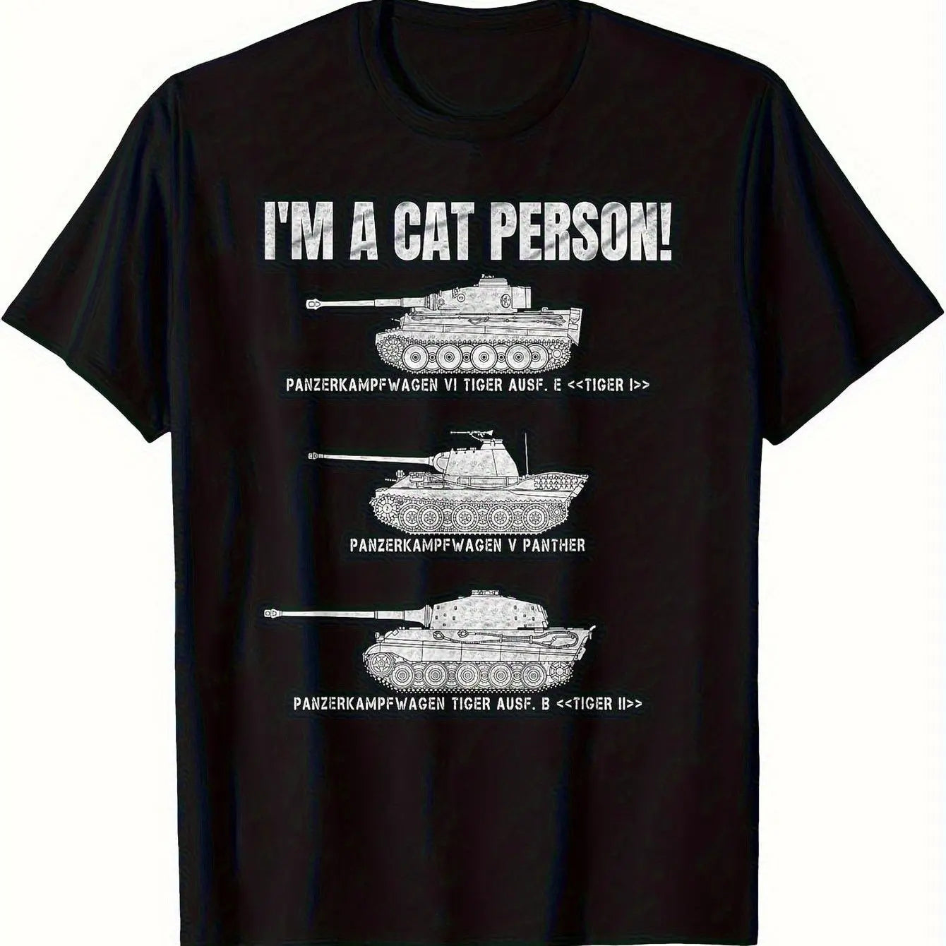 Military Tank T-Shirt Funny I'm A Cat Person