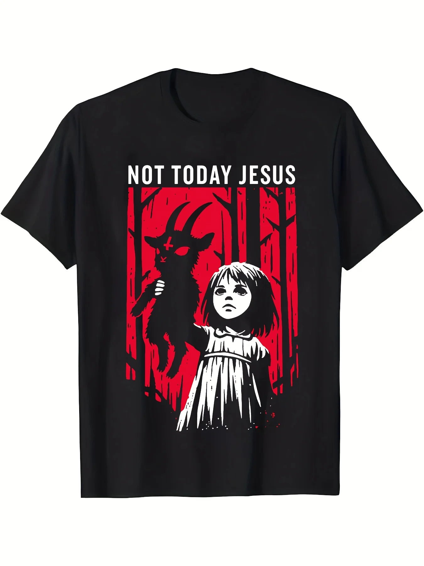 Gothic Graphic T-Shirt Men- "Not Today Jesus"
