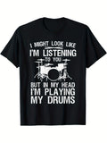 Drummer Humor Graphic Tee Funny Drum Design For Music Lover-Unisex