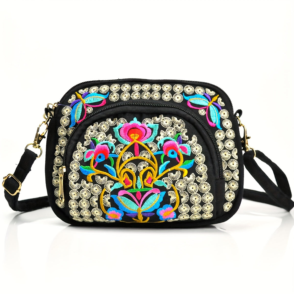 Floral Embroidered Crossbody Bag for Women